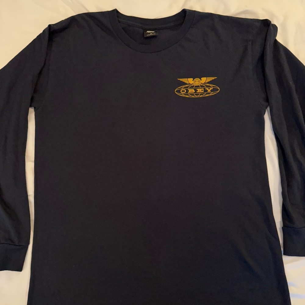 Obey long sleeve shirt, medium, navy blue, worn twice